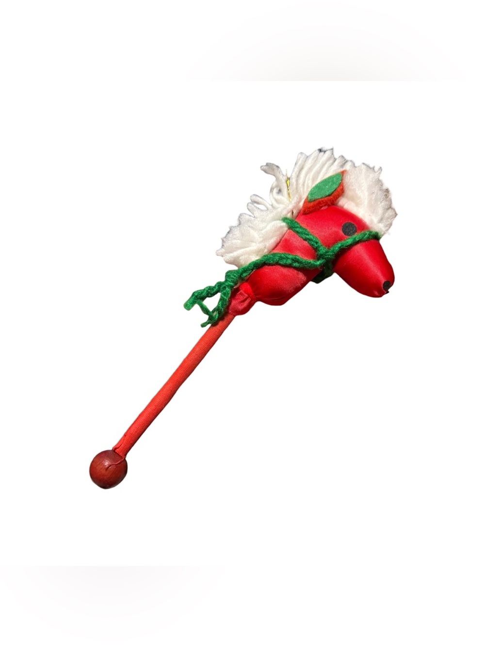 Vintage Holiday Christmas Tree Ornament red  Horse On A Stick Ornament